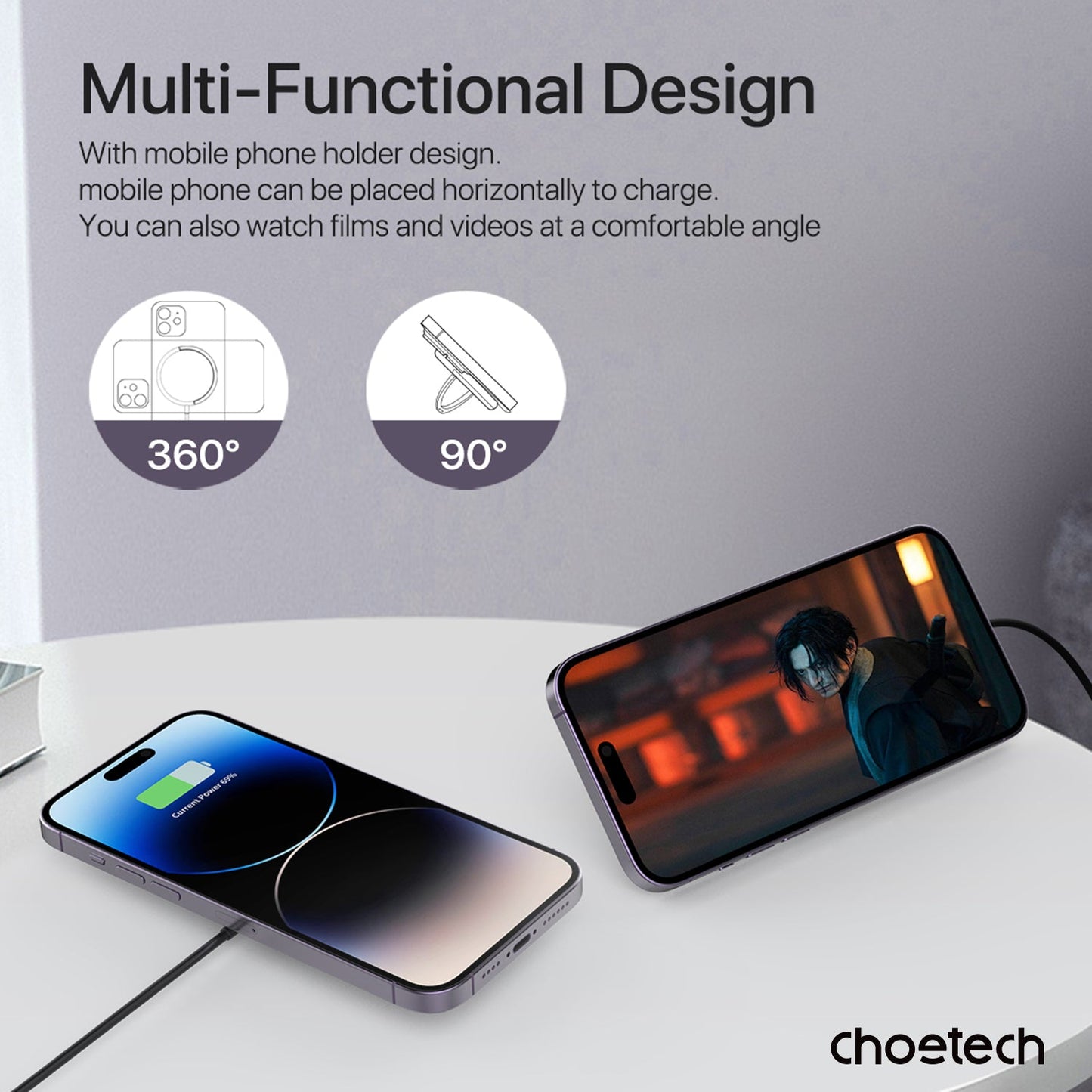 Magnetic Wireless Charger – 5 Modes, Foldable Stand