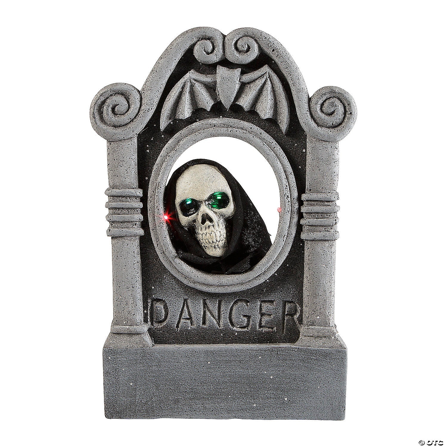 22" Gray Tombstone with Light-Up Moving Skeleton Head Halloween Decoration