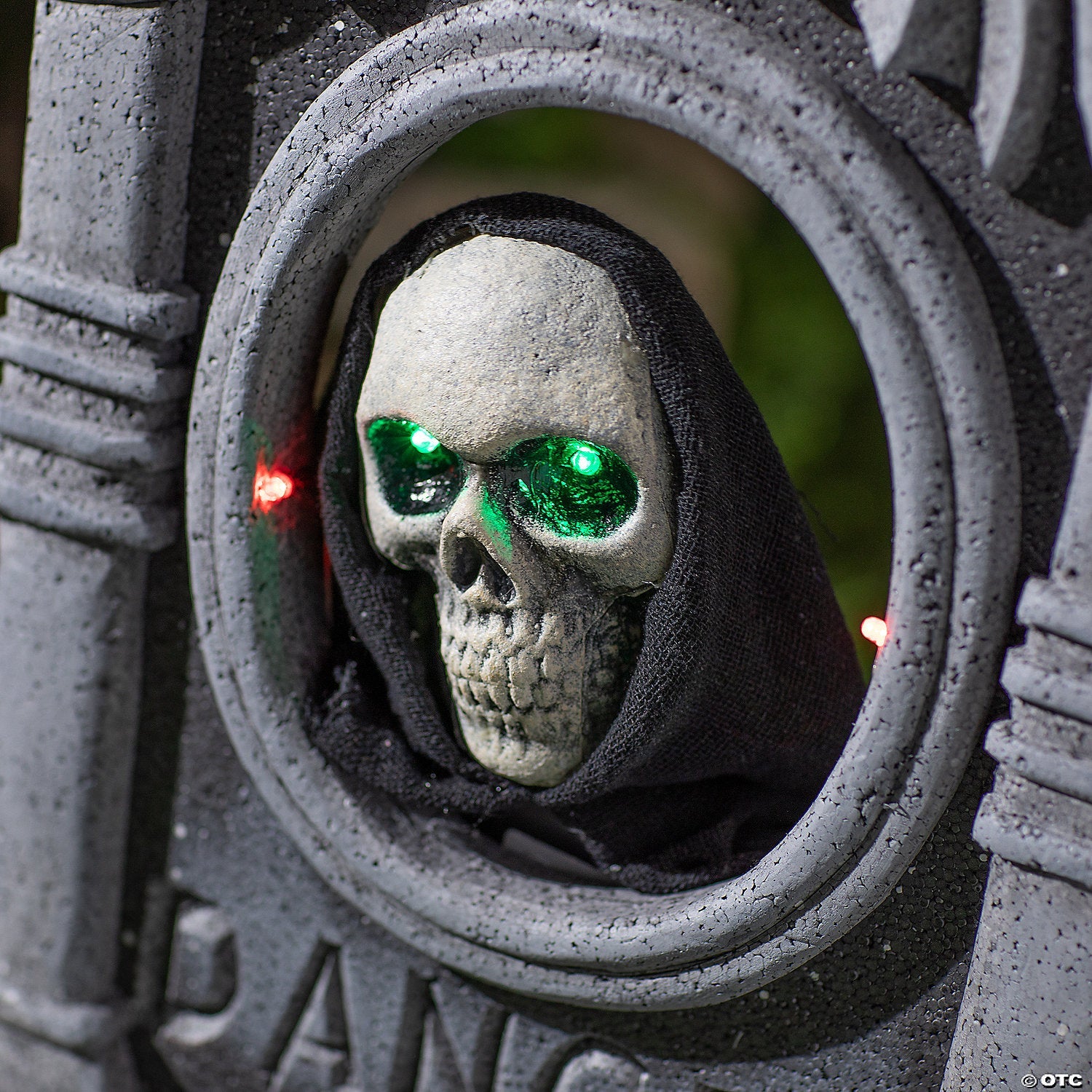22" Gray Tombstone with Light-Up Moving Skeleton Head Halloween Decoration