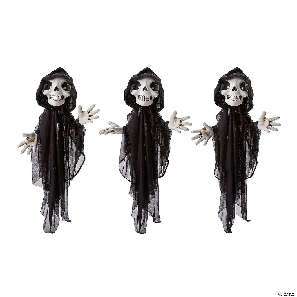 23 1/2" Light-Up Eyes Yard Stake Grinning Reapers Set – 3 Pc.