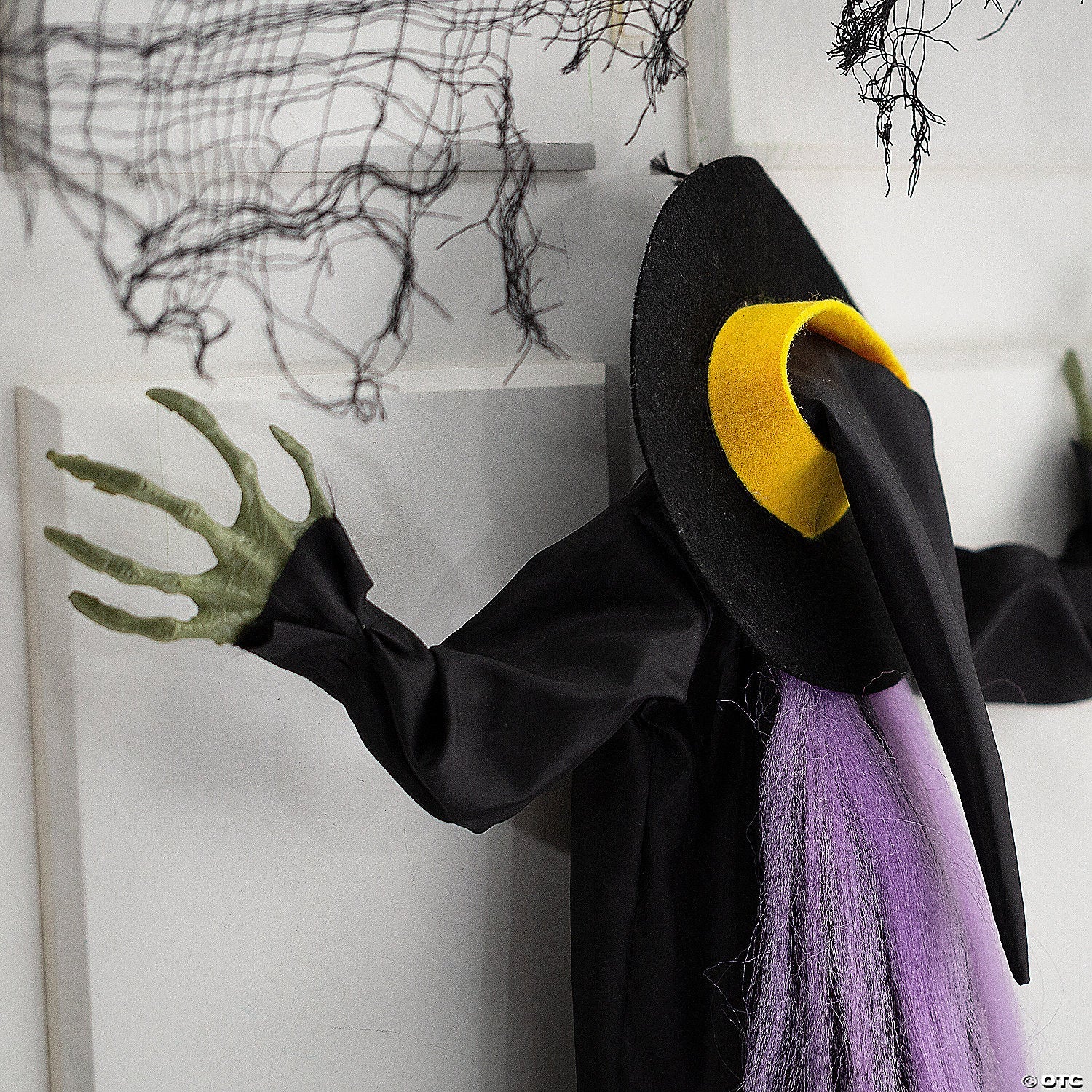 23 1/2" x 29 1/2" Hanging Crashed Witch Animated Prop Halloween Decoration