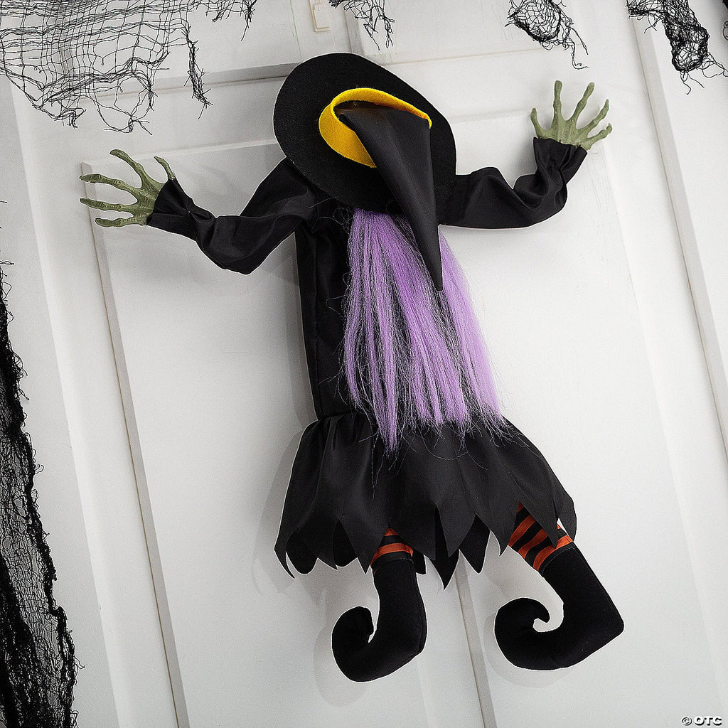 23 1/2" x 29 1/2" Hanging Crashed Witch Animated Prop Halloween Decoration