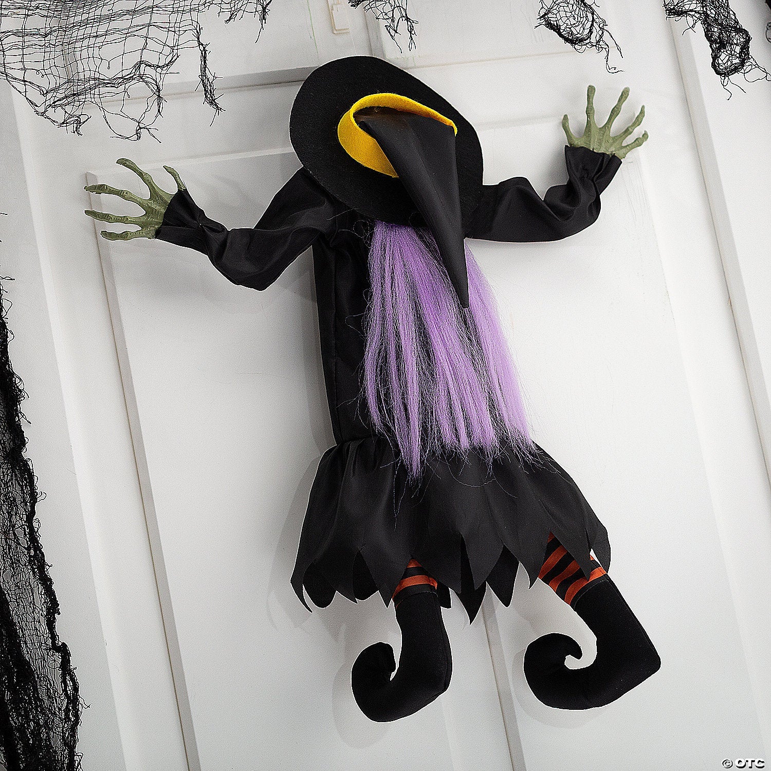 23 1/2" x 29 1/2" Hanging Crashed Witch Animated Prop Halloween Decoration