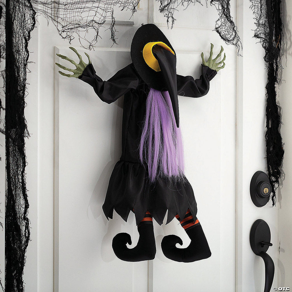 23 1/2" x 29 1/2" Hanging Crashed Witch Animated Prop Halloween Decoration