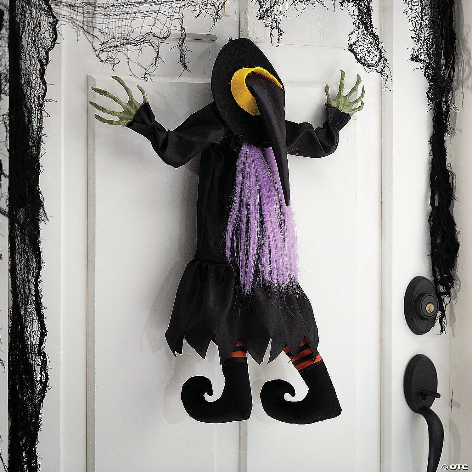 23 1/2" x 29 1/2" Hanging Crashed Witch Animated Prop Halloween Decoration