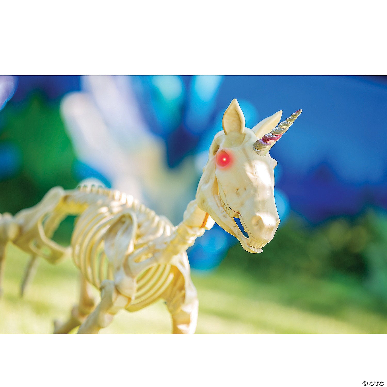 27" Unicorn Skeleton Plastic Halloween Decoration with Glowing Eyes