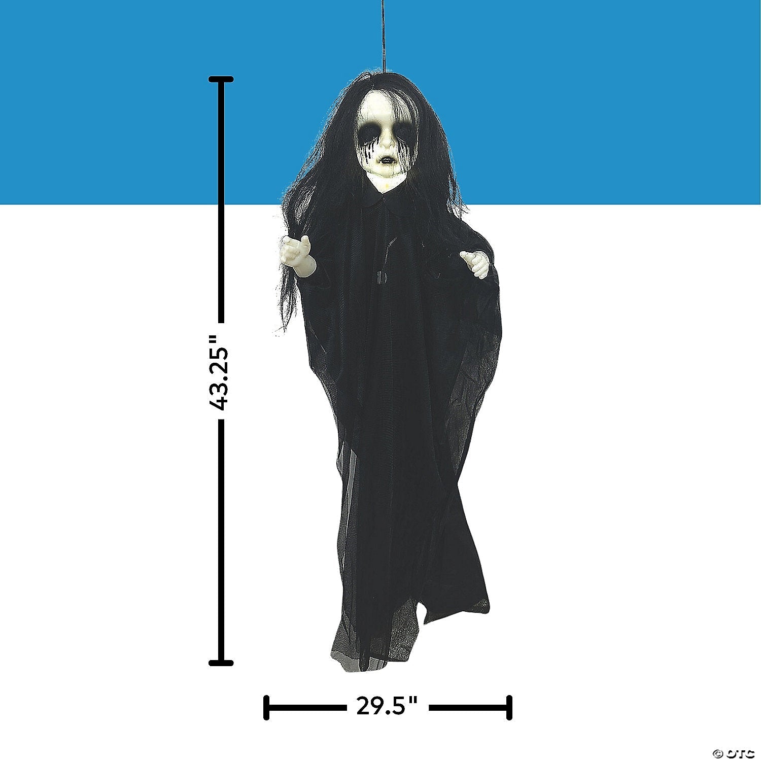 29 1/2" x 43 1/4" Light-Up Hanging Undead Girl Halloween Decoration