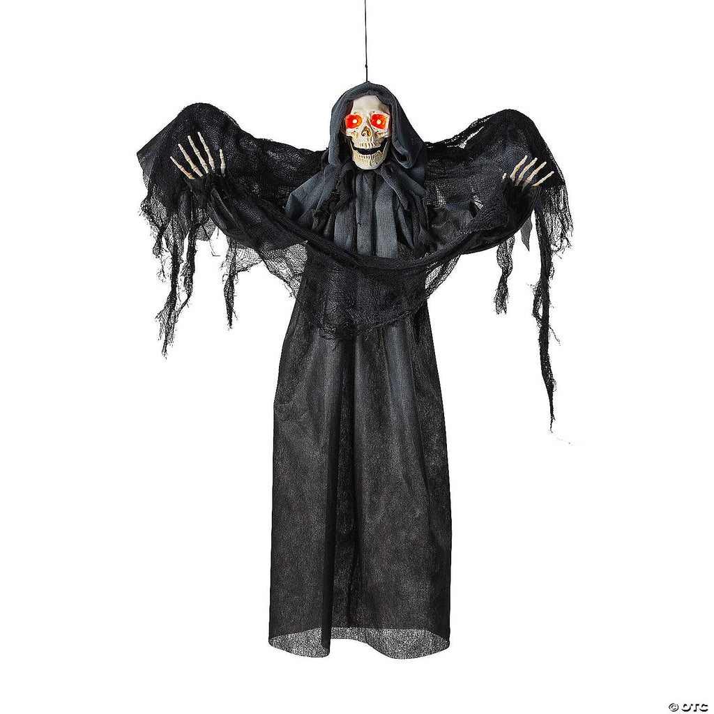 3 Ft. Hanging Grim Reaper with Wings Animated Prop Halloween Decoration