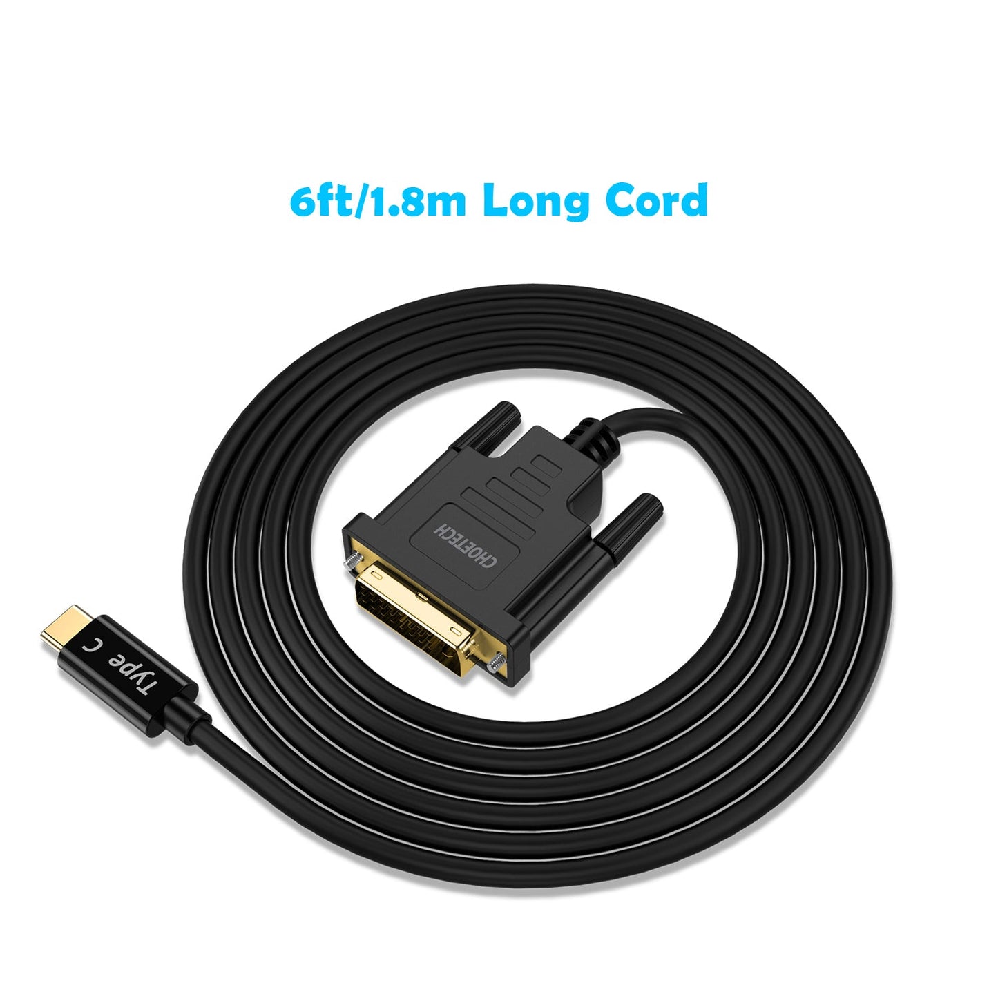 USB-C to DVI Cable – 4K@30Hz, 6FT/1.8M Adapter