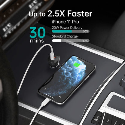 40W Car Charger – Dual USB-C PD3.0 Fast Charging
