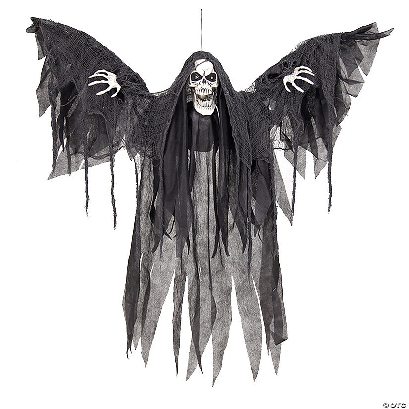 39 1/4" x 35 1/2" Hanging Winged Reaper Animated Prop Halloween Decoration