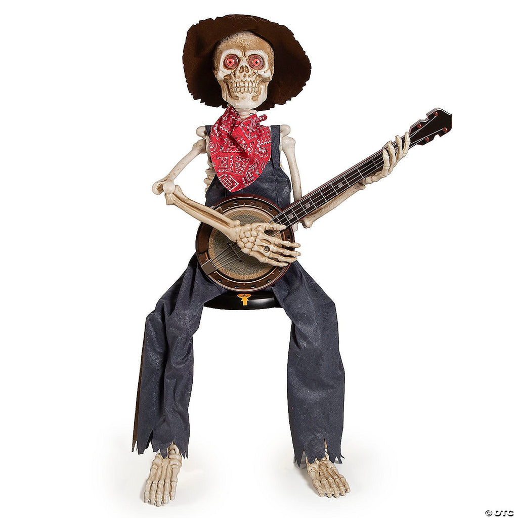 39" Skeleton Playing Banjo Animated Halloween Decoration