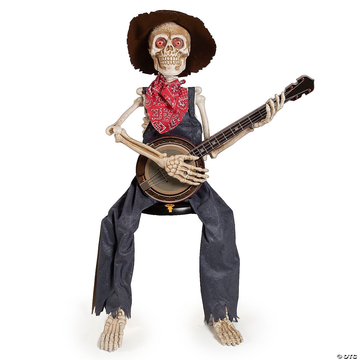 39" Skeleton Playing Banjo Animated Halloween Decoration
