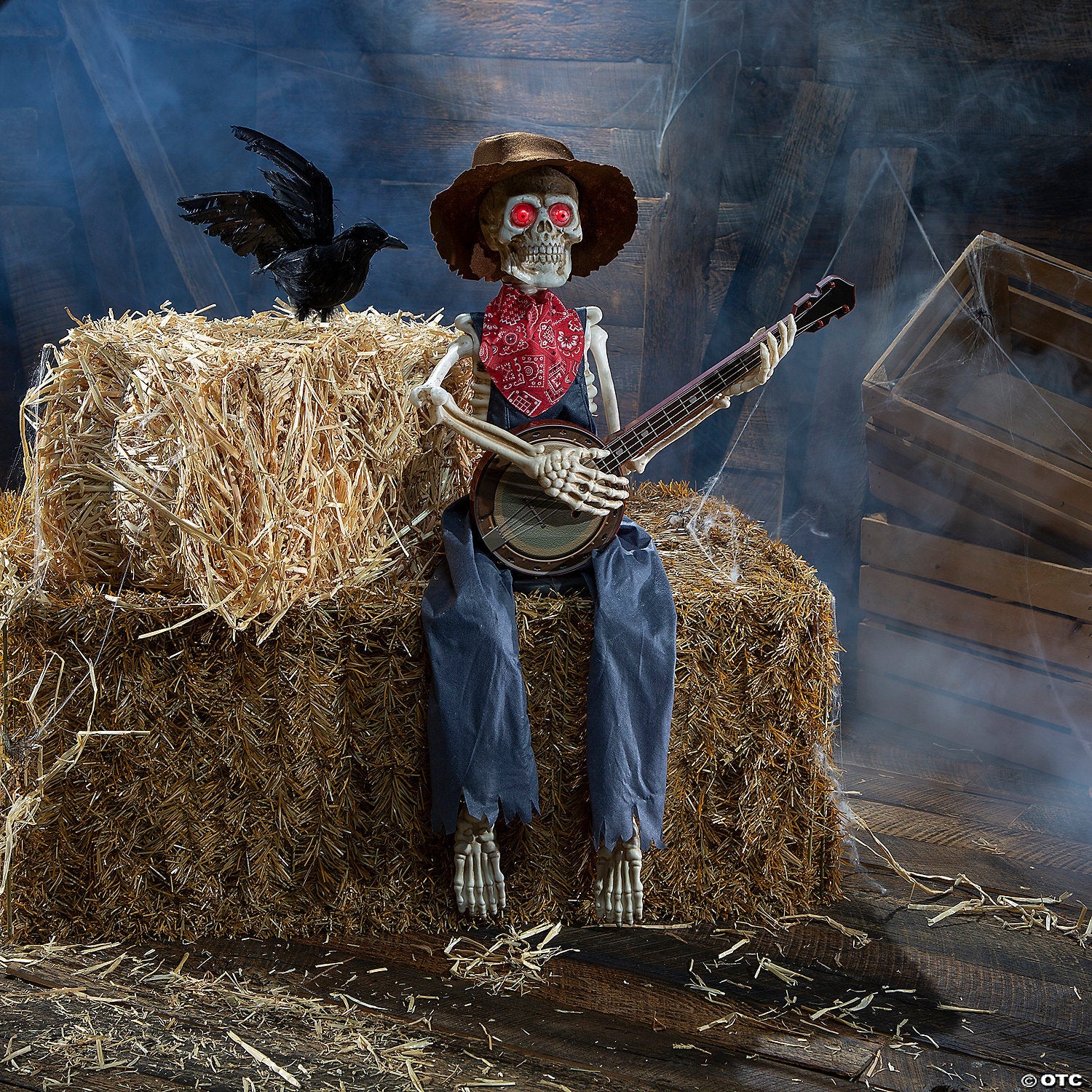39" Skeleton Playing Banjo Animated Halloween Decoration