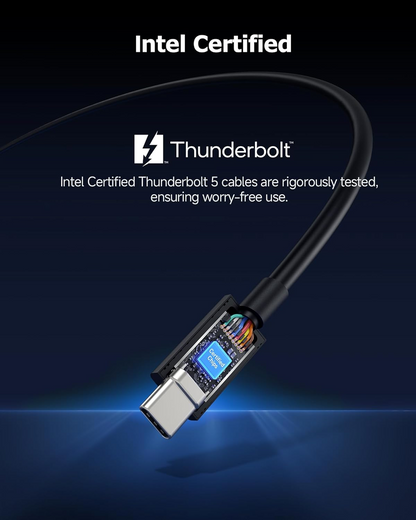 Thunderbolt 5 Cable – Intel Certified 80 Gbps & 240 W PD, 2.6 ft