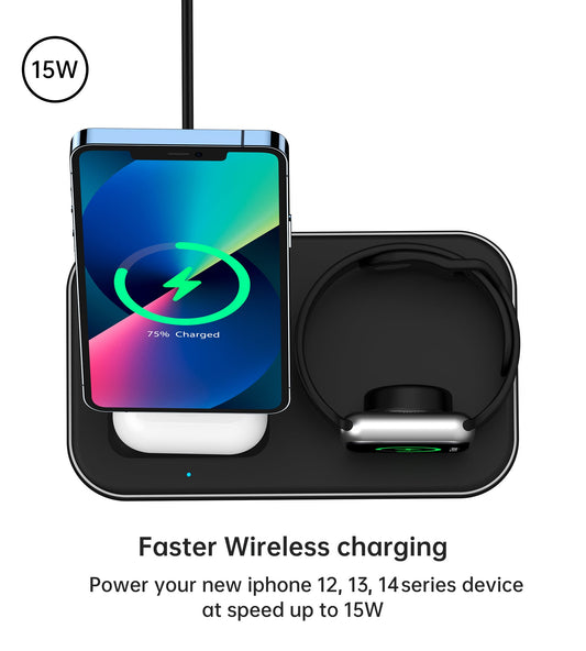 3-in-1 Magnetic Wireless Charger – MFM & MFI Certified
