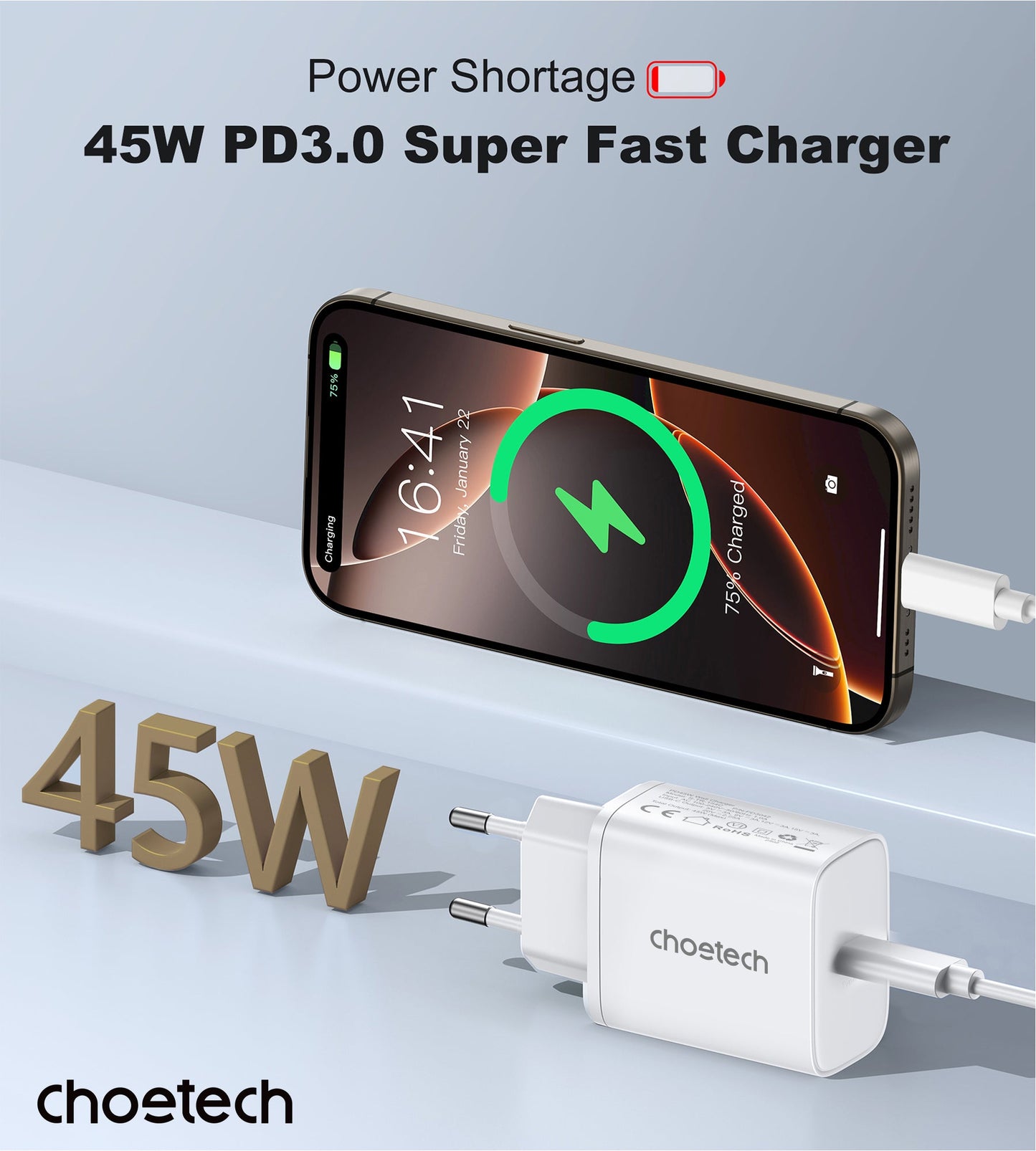 45W PD Fast Charger – Compact USB Charging Block