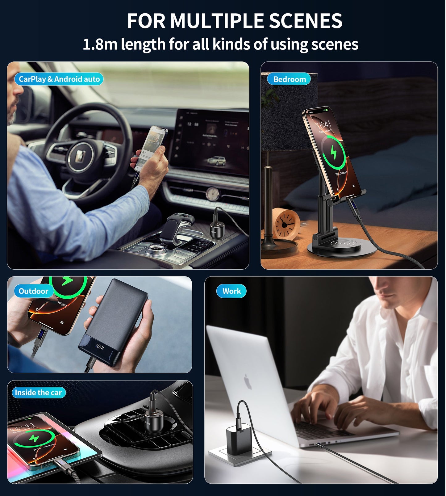 PD240W USB-C Cable – Magnetic, Display, Fast Charge, Black