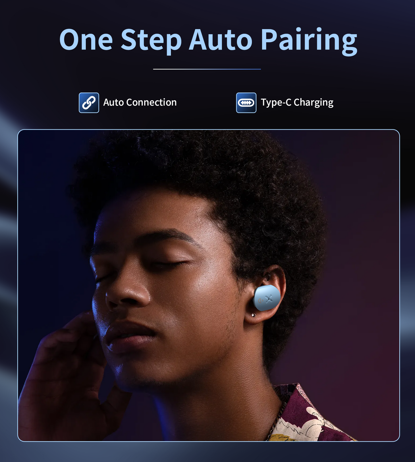 V5.3 TWS Earbuds – Breath Light, Neckband Cable, Purple