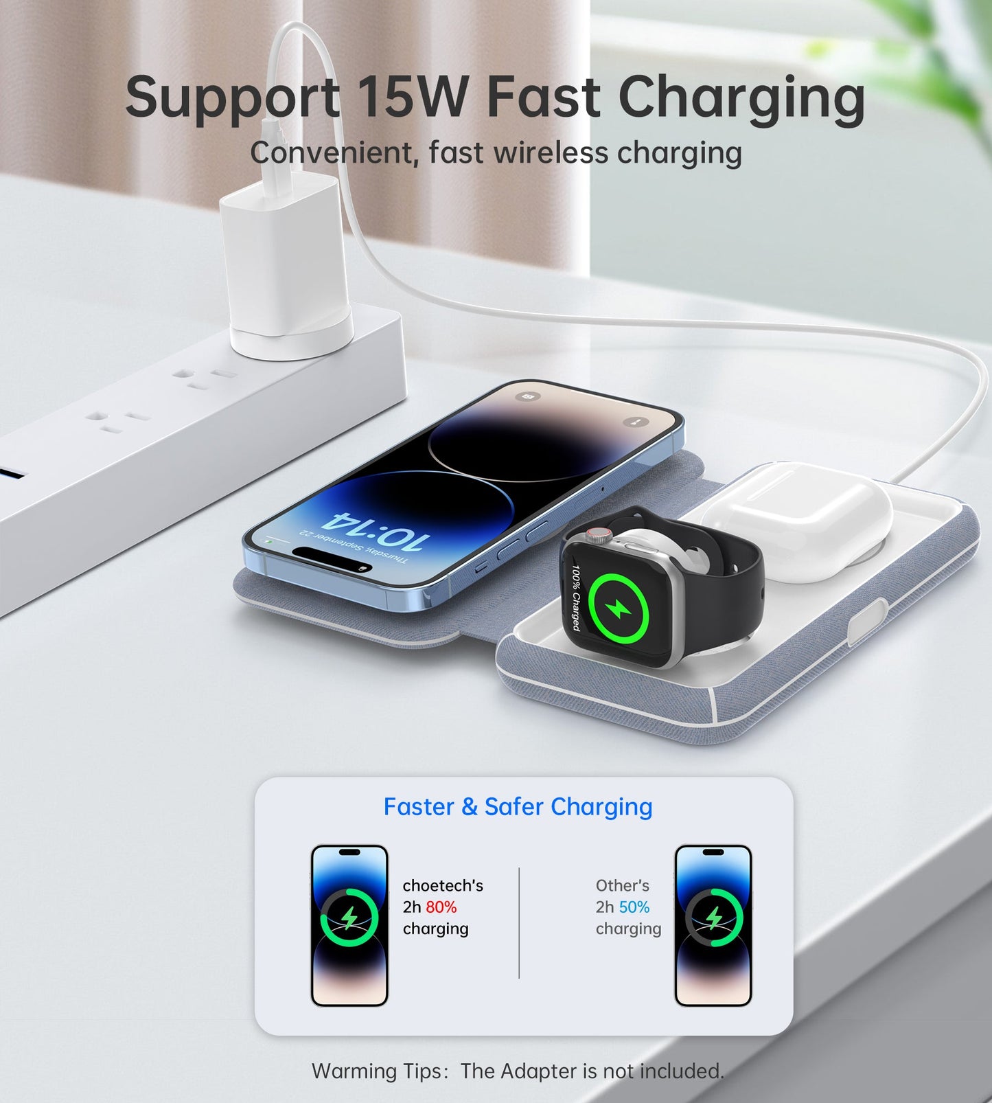 3-in-1 Magnetic Charger – 15W Mag-Safe, Watch Stand