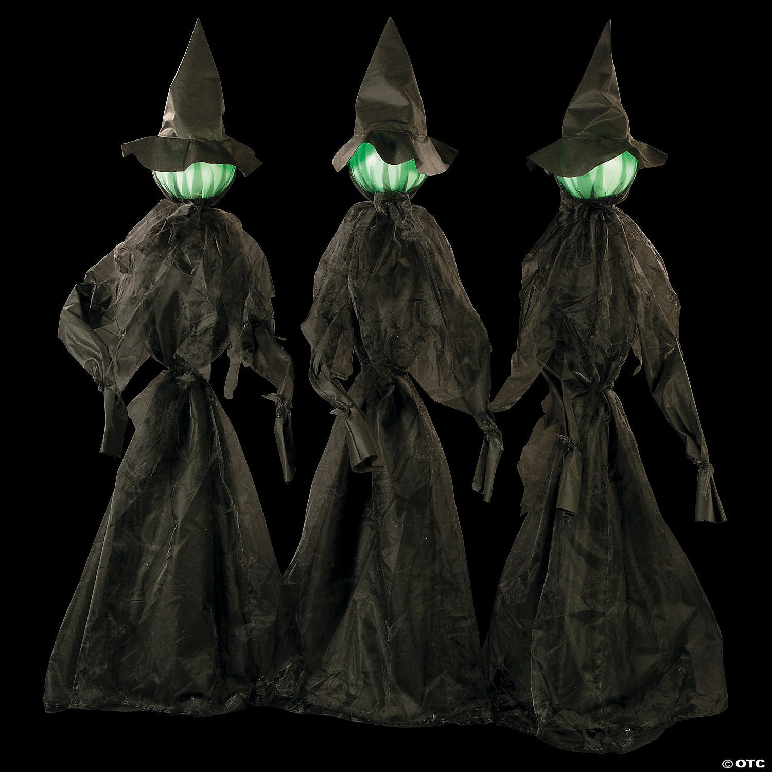 4 Ft. 11" x 5 Ft. 11" Glowing Face Witch Standing Halloween Outdoor Decoration Set - 3 Pc.