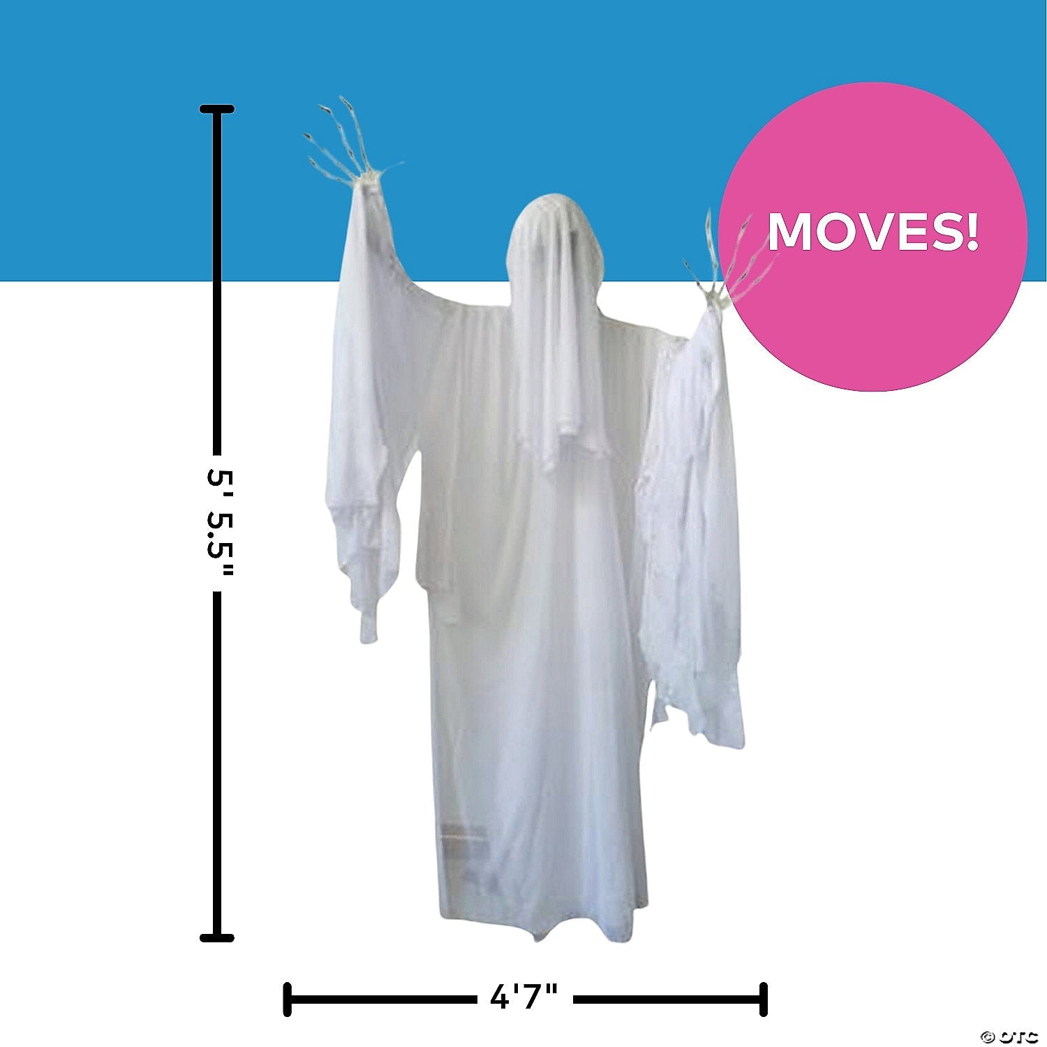 4 Ft. 7" x 5 Ft. 5 1/2" Skeleton Ghost Animated Prop Standing Halloween Decoration