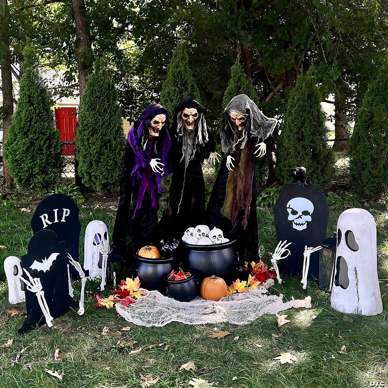 4 Ft. Halloween Creepy Old Witches Yard Decoration Set - 3 Pc.