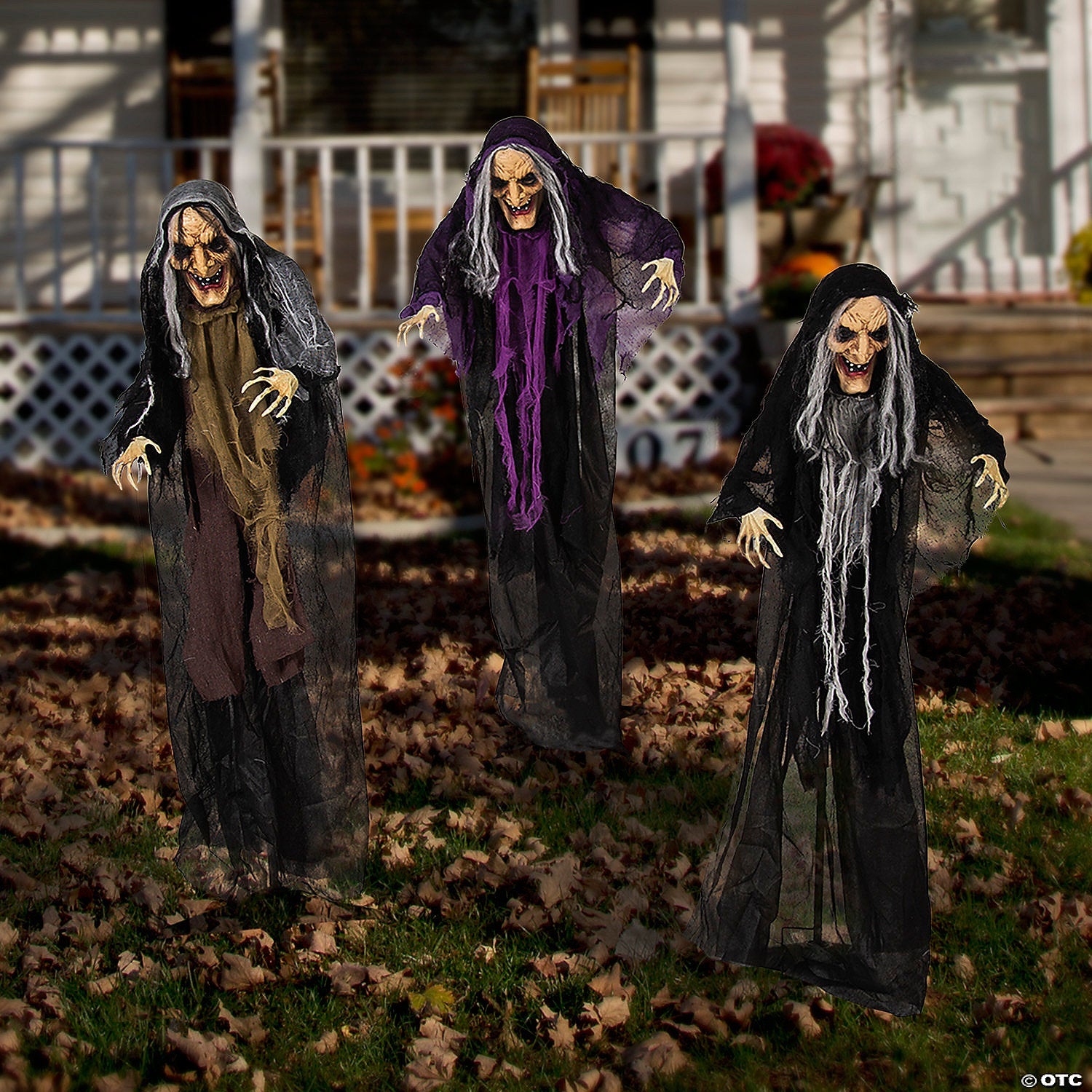 4 Ft. Halloween Creepy Old Witches Yard Decoration Set - 3 Pc.