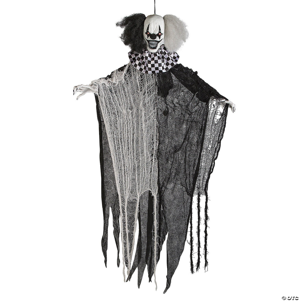 4 Ft. Hanging Black & White Clown Animated Prop Halloween Decoration