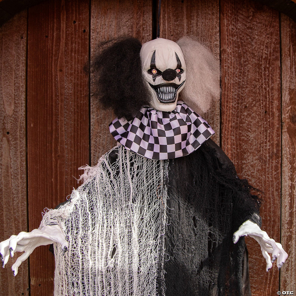 4 Ft. Hanging Black & White Clown Animated Prop Halloween Decoration