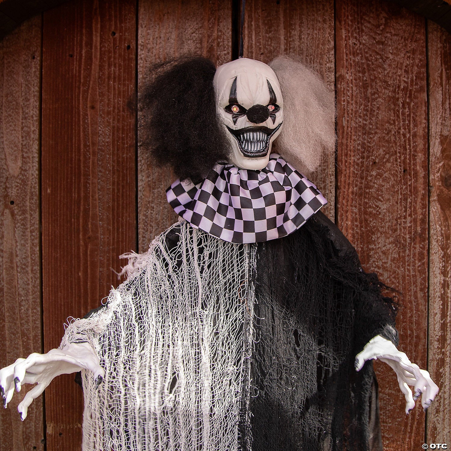 4 Ft. Hanging Black & White Clown Animated Prop Halloween Decoration