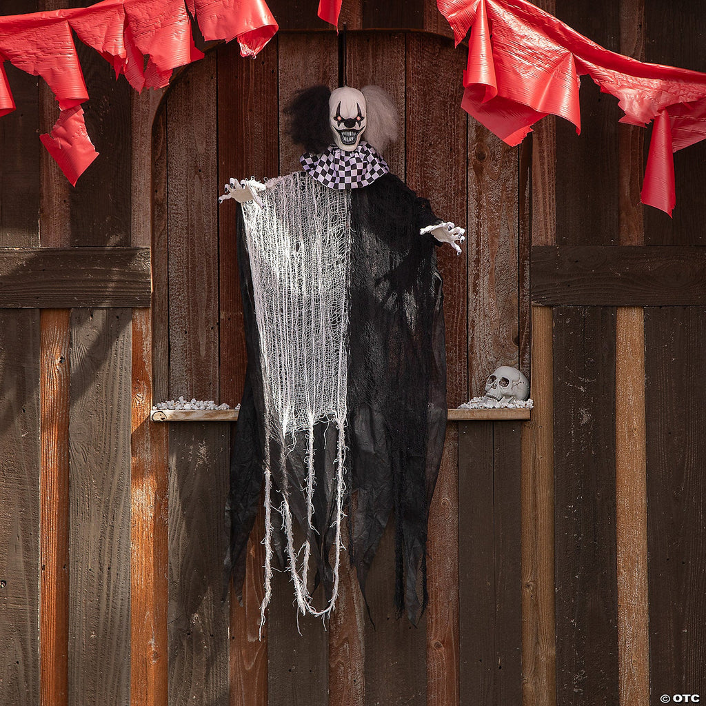 4 Ft. Hanging Black & White Clown Animated Prop Halloween Decoration