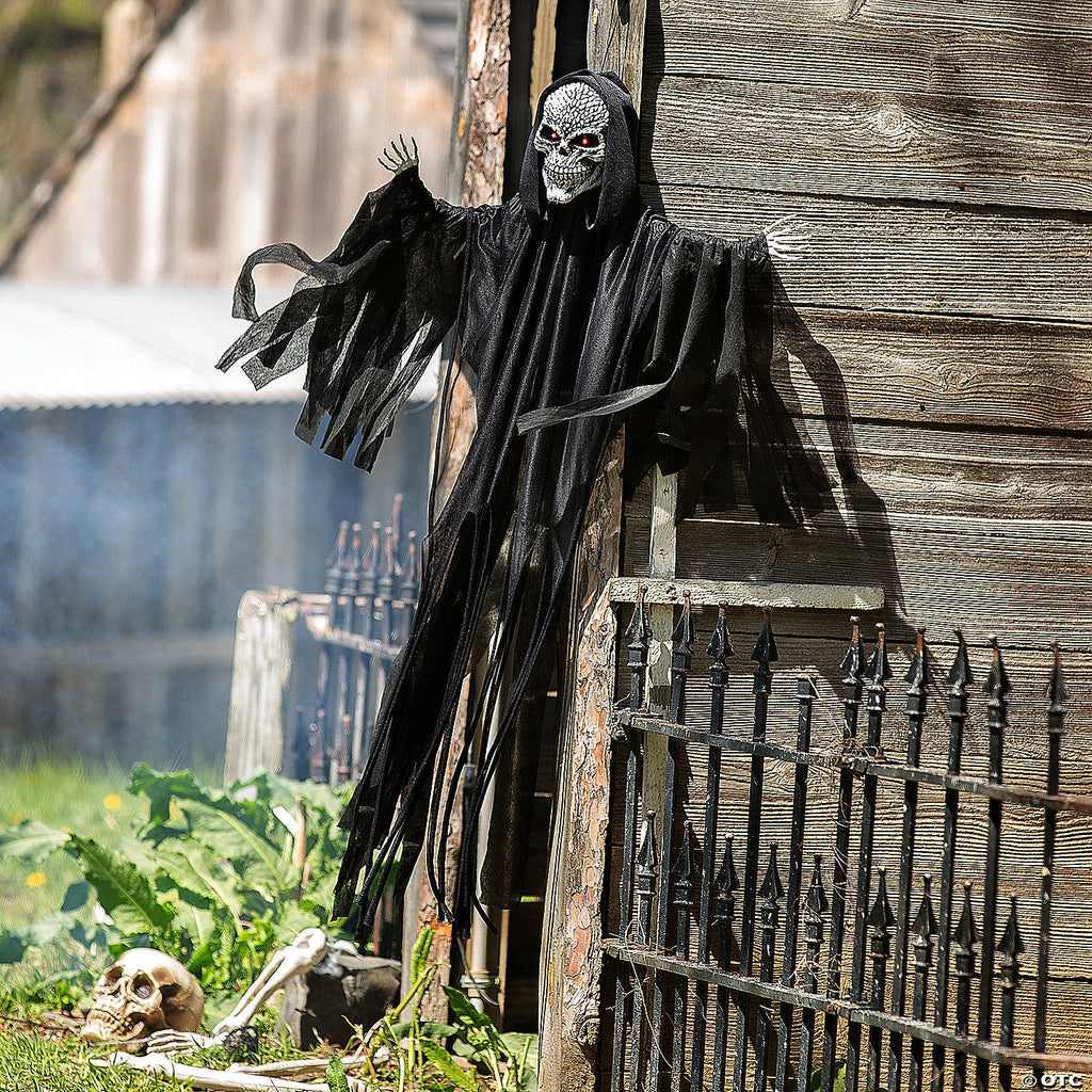 4 Ft. Hanging Black Skeleton Reaper Animated Prop Halloween Decoration