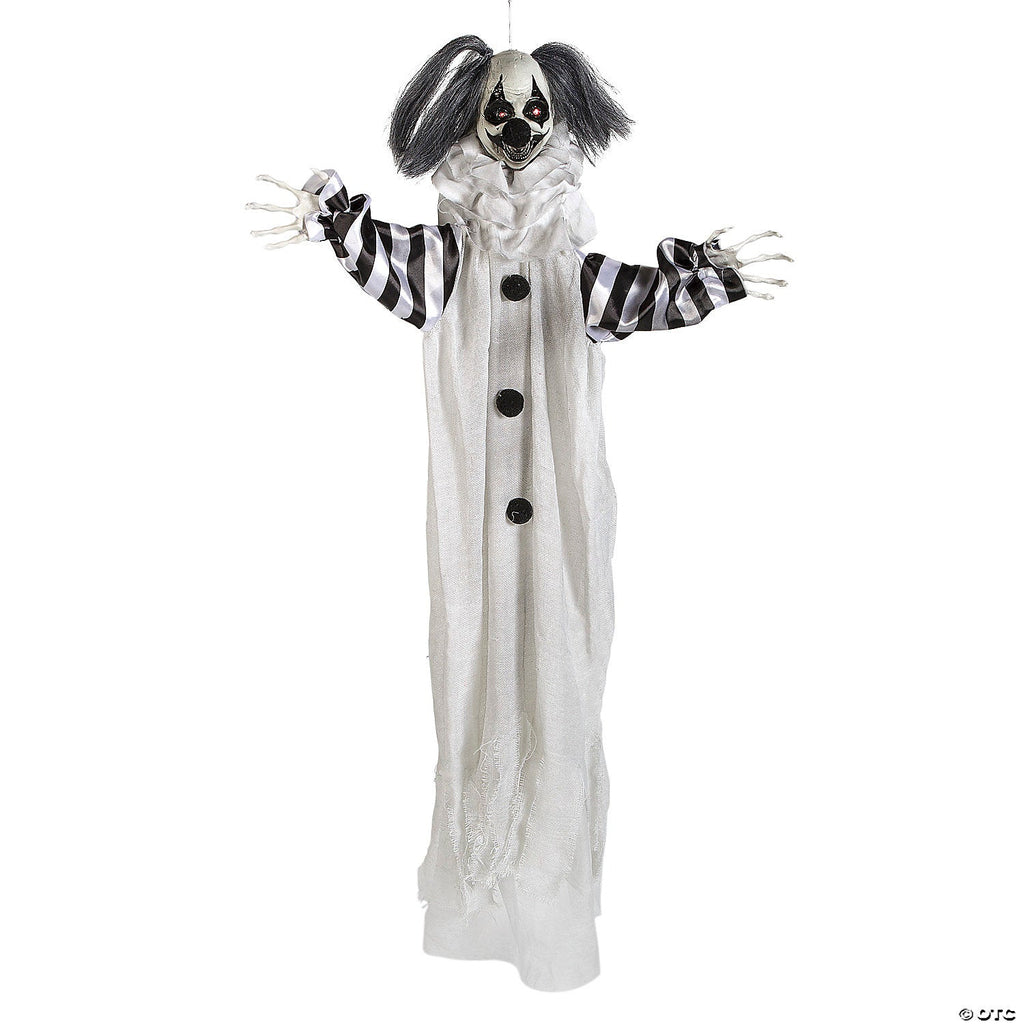 43 1/4" Black & White Light-Up Clown Animated Prop Halloween Decoration