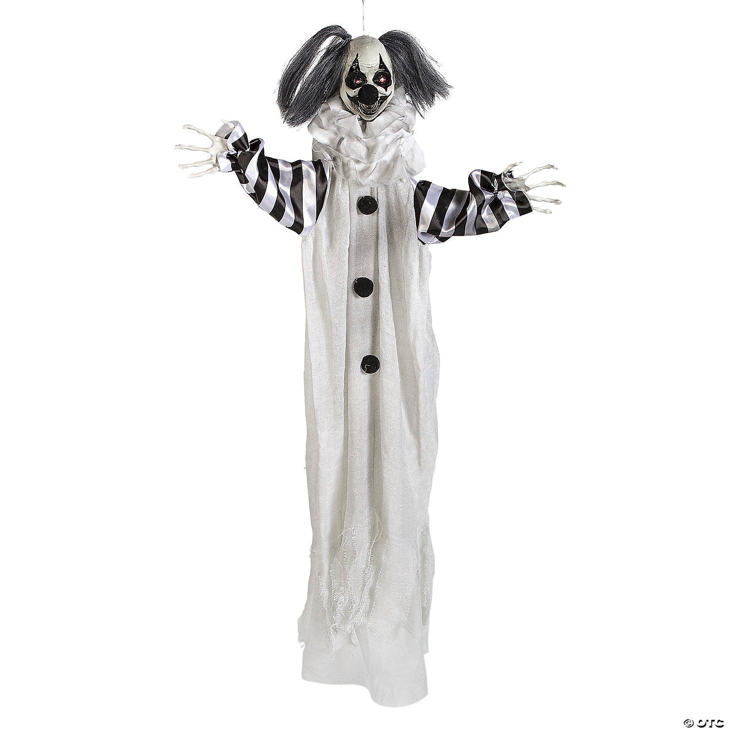 43 1/4" Black & White Light-Up Clown Animated Prop Halloween Decoration