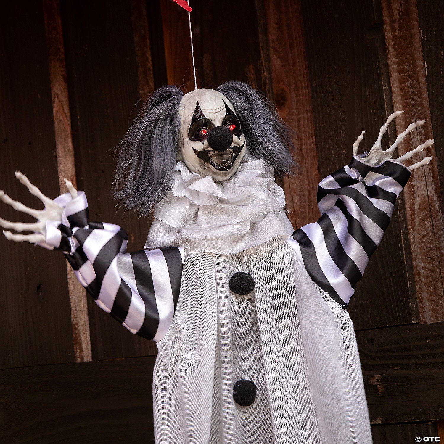 43 1/4" Black & White Light-Up Clown Animated Prop Halloween Decoration