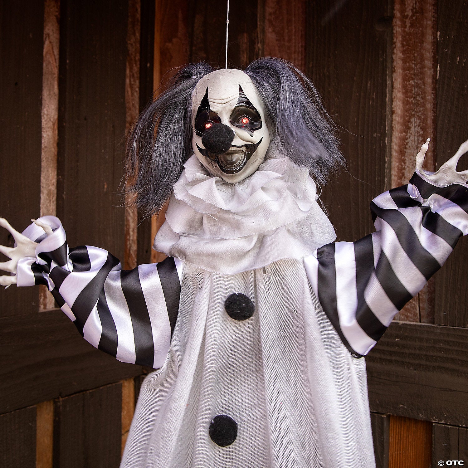 43 1/4" Black & White Light-Up Clown Animated Prop Halloween Decoration