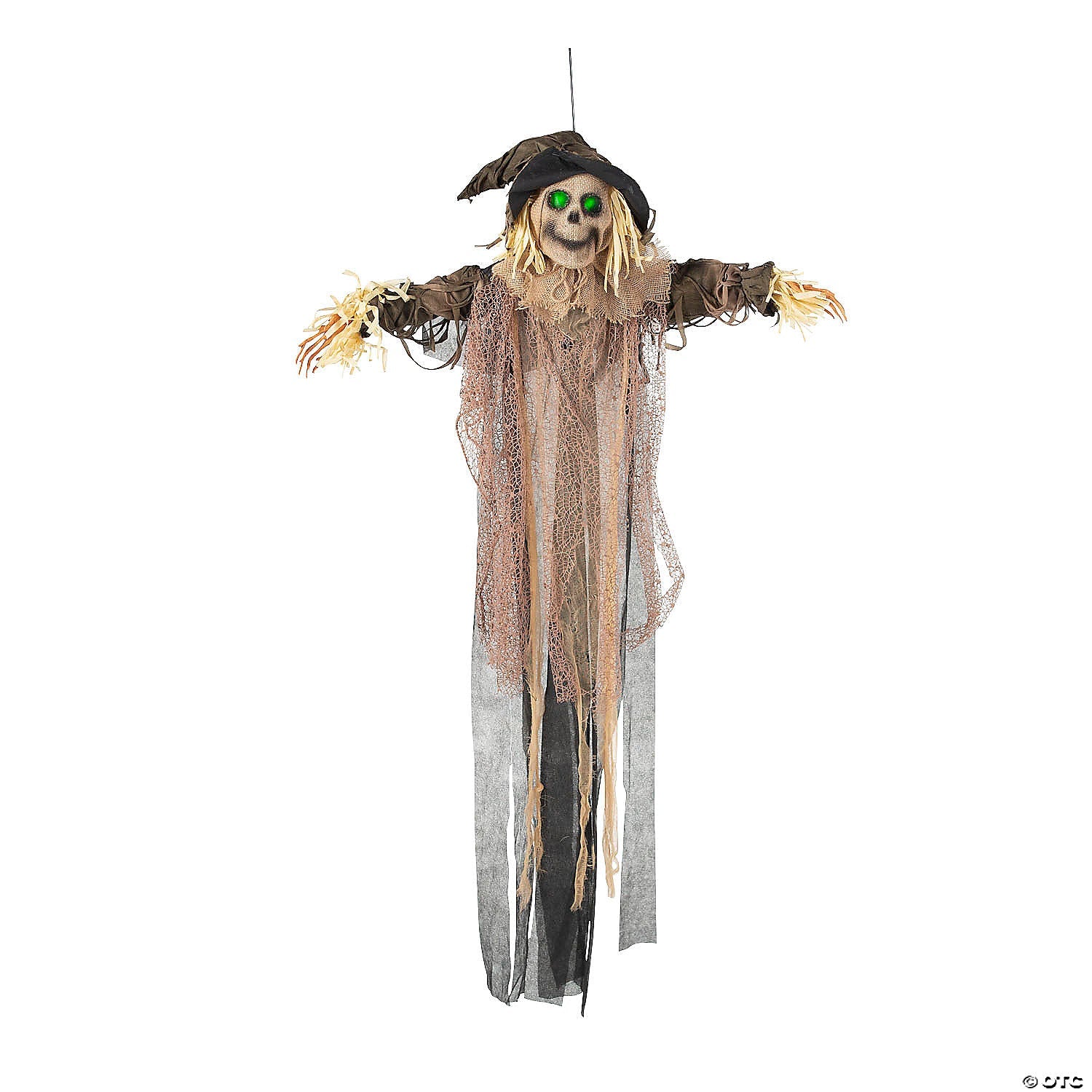 43 1/4" x 6 Ft. 10 3/4" Light-Up Hanging Skeleton Scarecrow Halloween Decoration