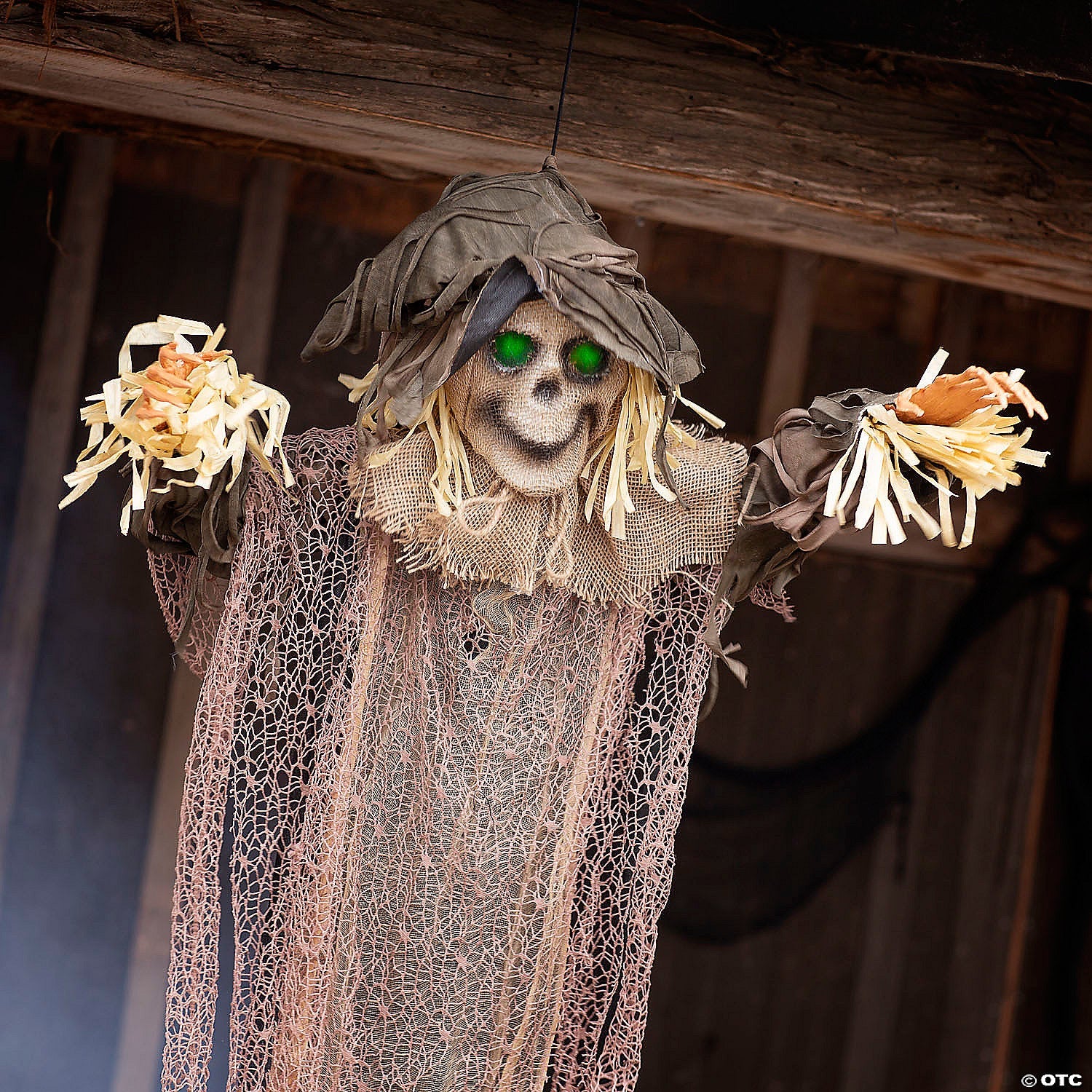 43 1/4" x 6 Ft. 10 3/4" Light-Up Hanging Skeleton Scarecrow Halloween Decoration