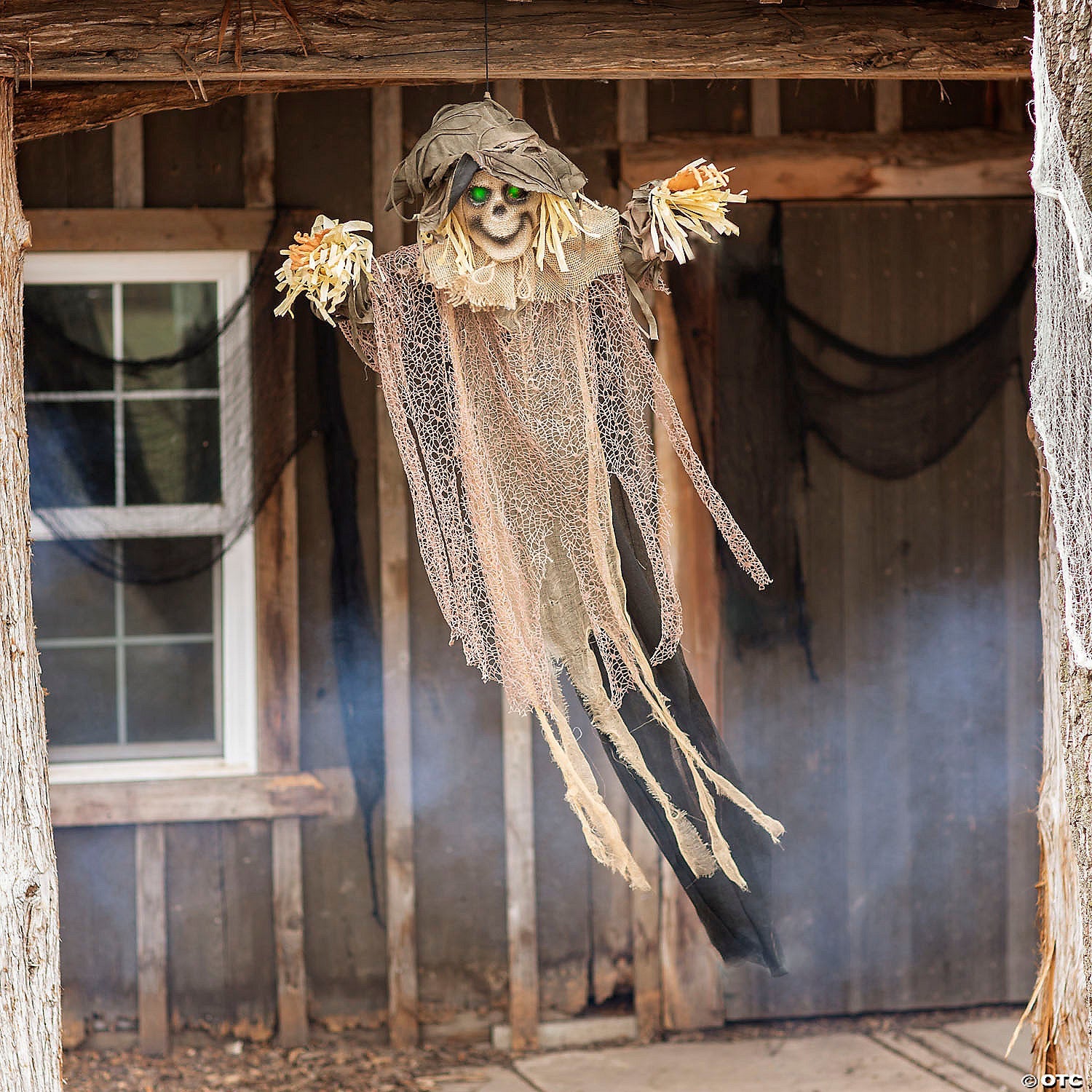 43 1/4" x 6 Ft. 10 3/4" Light-Up Hanging Skeleton Scarecrow Halloween Decoration