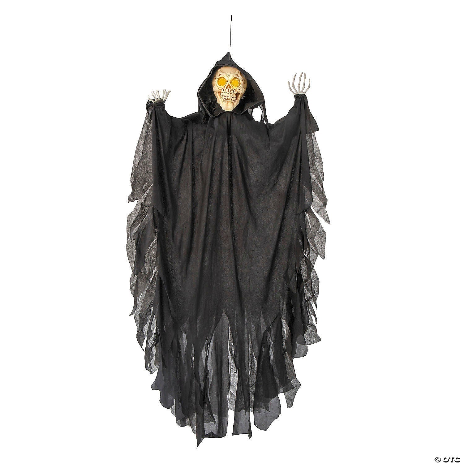 47 1/4" Animated Hanging Skeleton Reaper with Black Cloak Halloween Decoration
