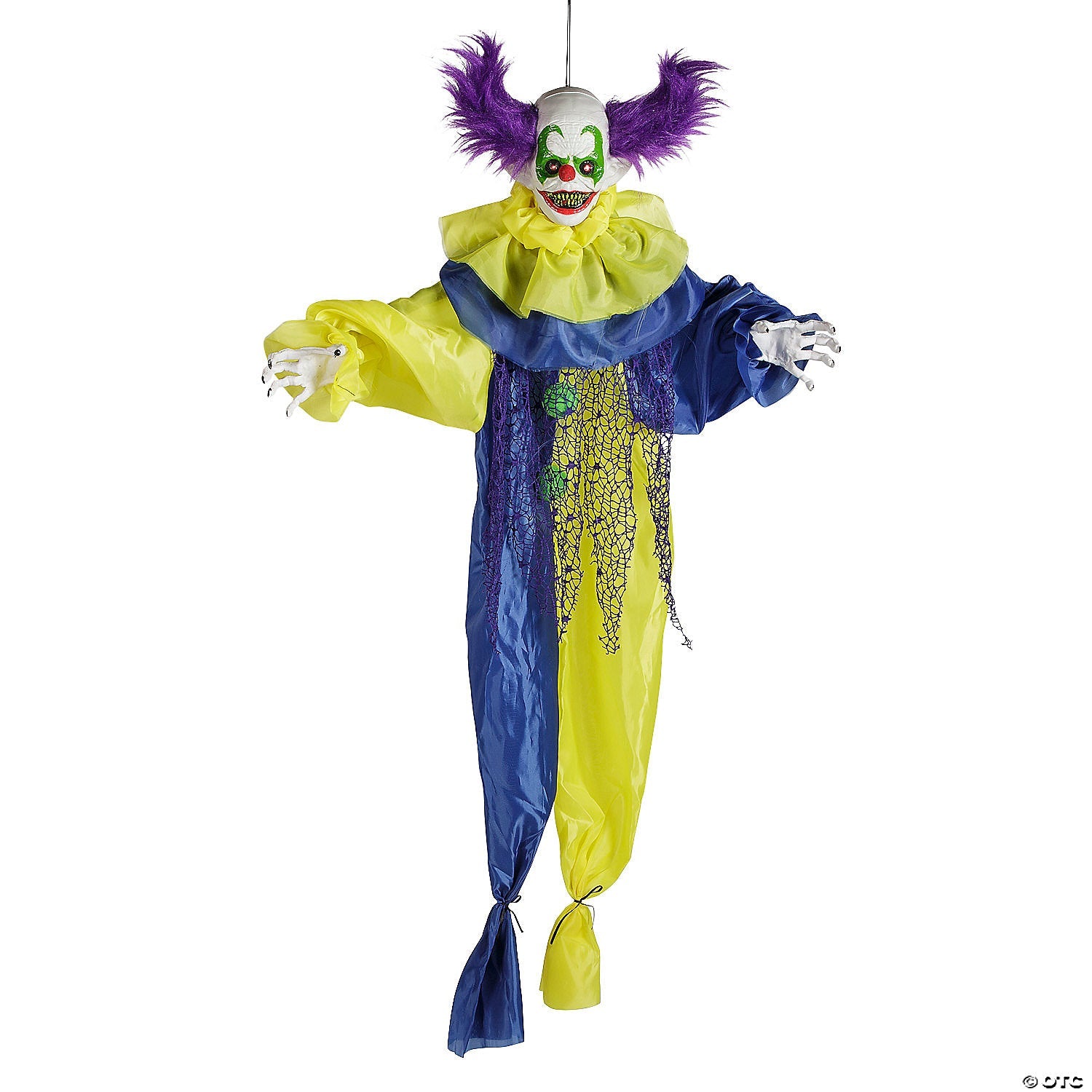 47 1/4" Hanging Light-Up Shaking Clown Animated Prop  Halloween Decoration