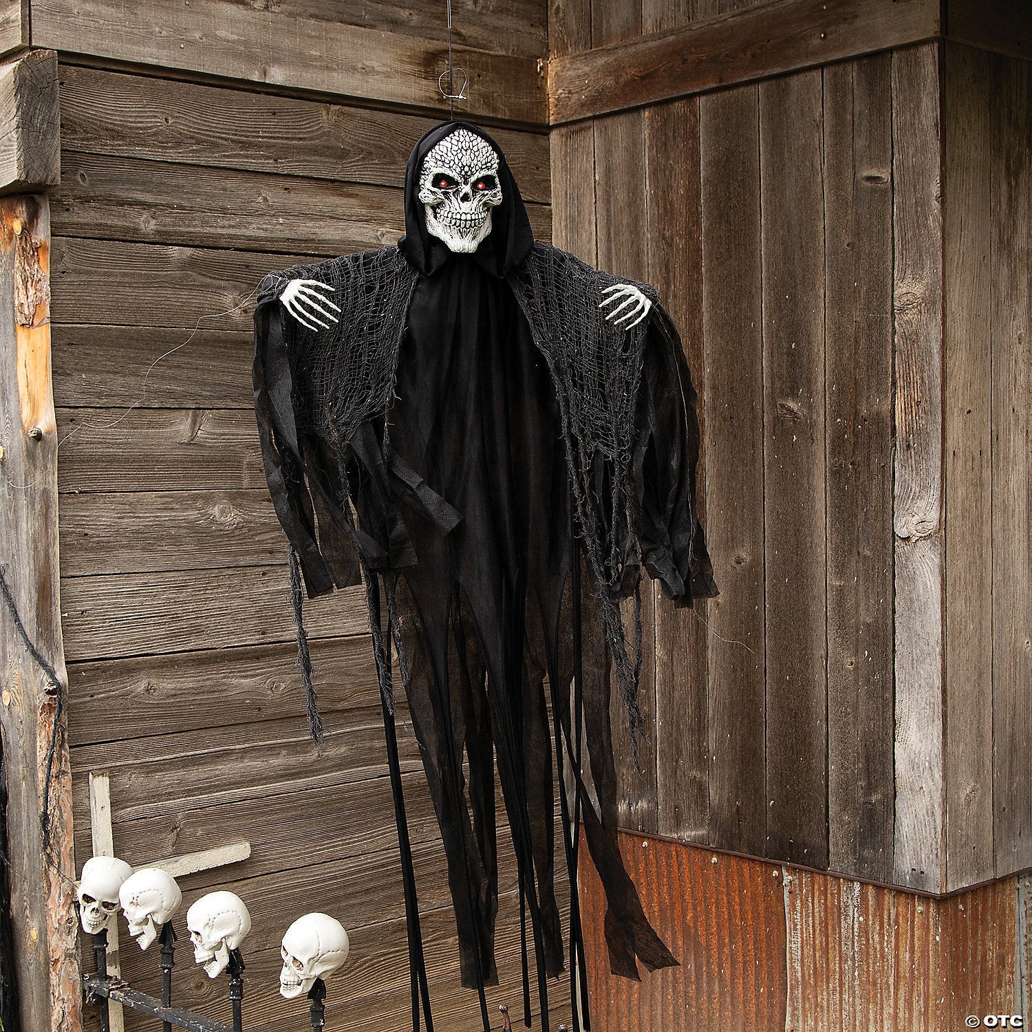 47 1/4" Hanging Light-Up Skeletal Reaper Animated Prop Halloween Decoration