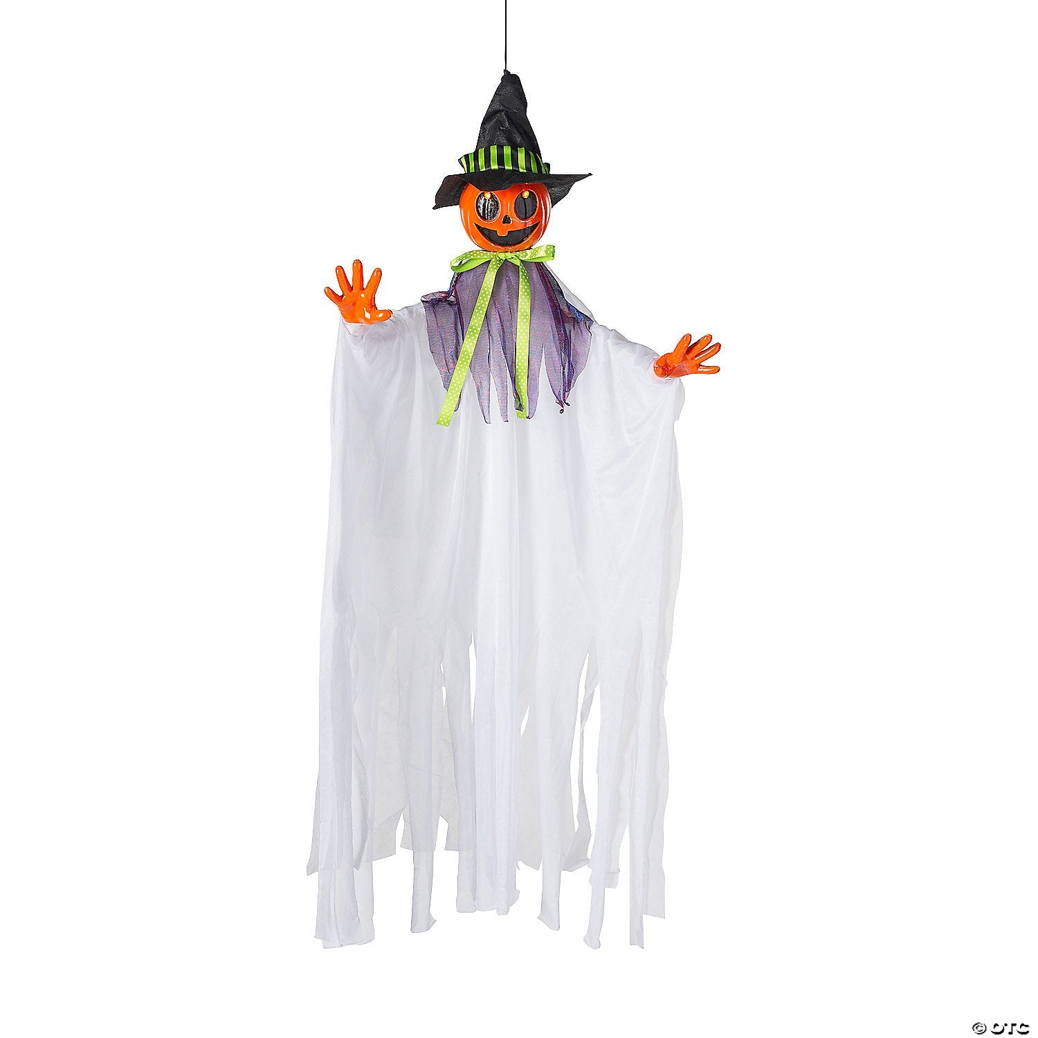47 1/4" Hanging Smiling Pumpkin Scarecrow Animated Prop Halloween Decoration