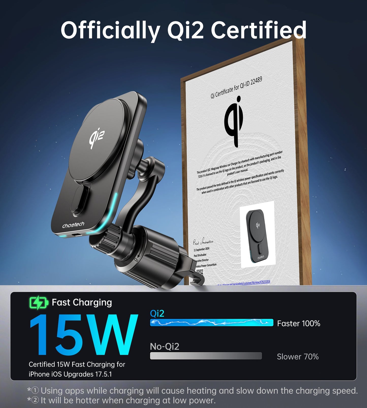 15W QI2 Magnetic Car Charger Holder – Fast Charge