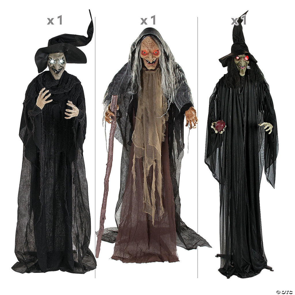 5 Ft. - 7 Ft. 9" Trio of Witches Standing Halloween Decorations Kit - 3 Pc.