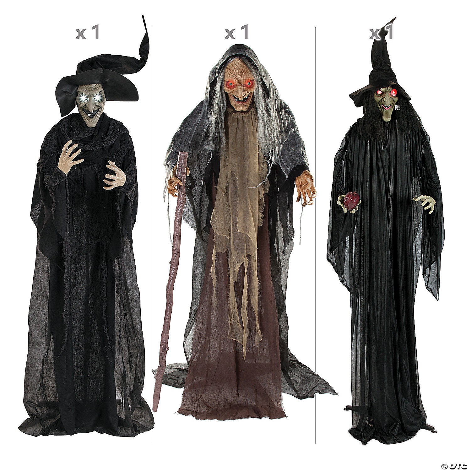 5 Ft. - 7 Ft. 9" Trio of Witches Standing Halloween Decorations Kit - 3 Pc.