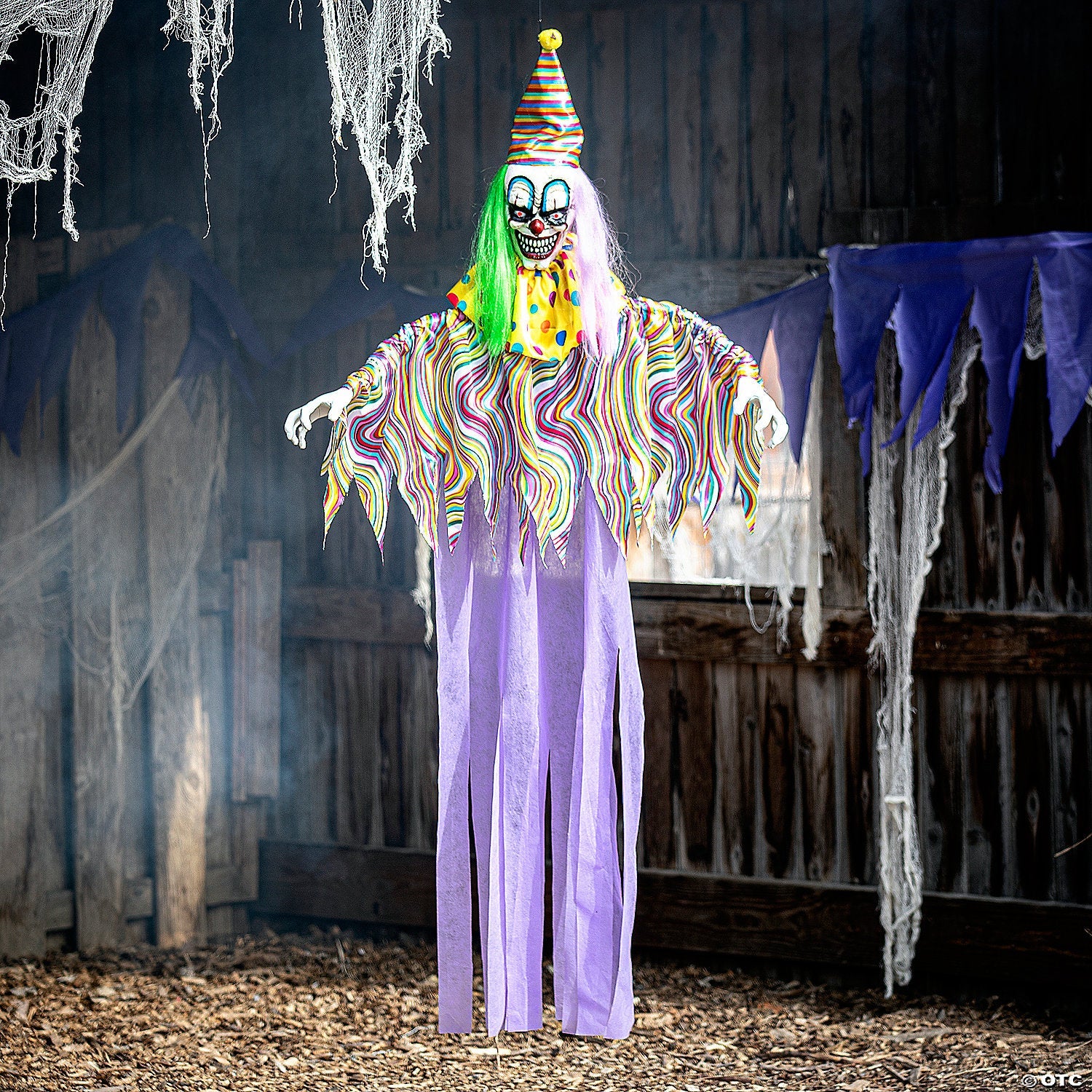 5 Ft. 6 3/4" Hanging Light-Up Clown with Sounds Halloween Decoration