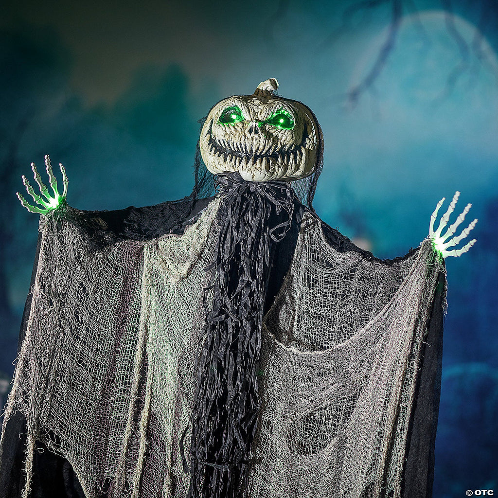 5 Ft. 6" Green Light-Up Pumpkin Man Standing Halloween Decoration