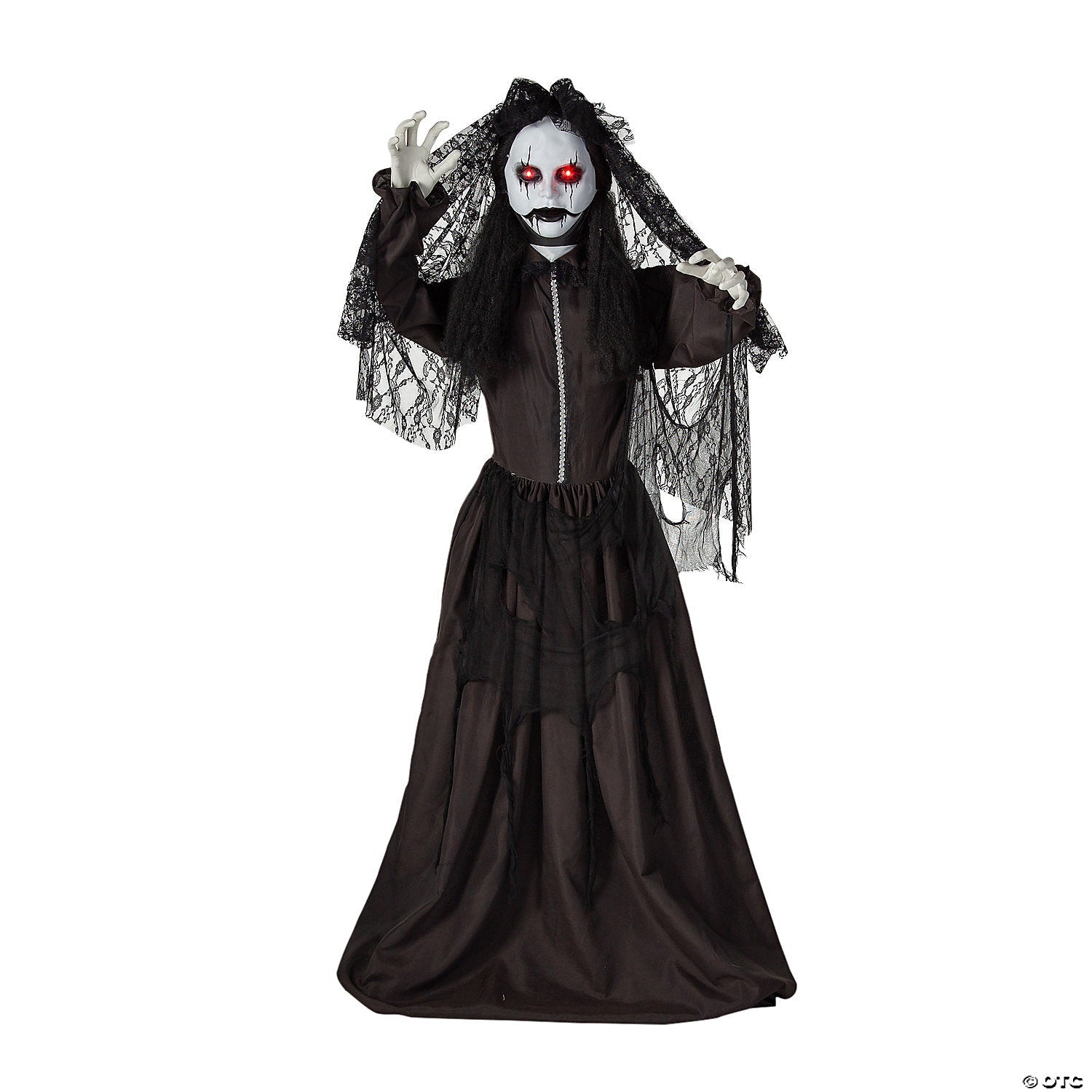 5 Ft. 6" Jaw-Dropping Scary Bride with Black Dress Standing Halloween Decoration